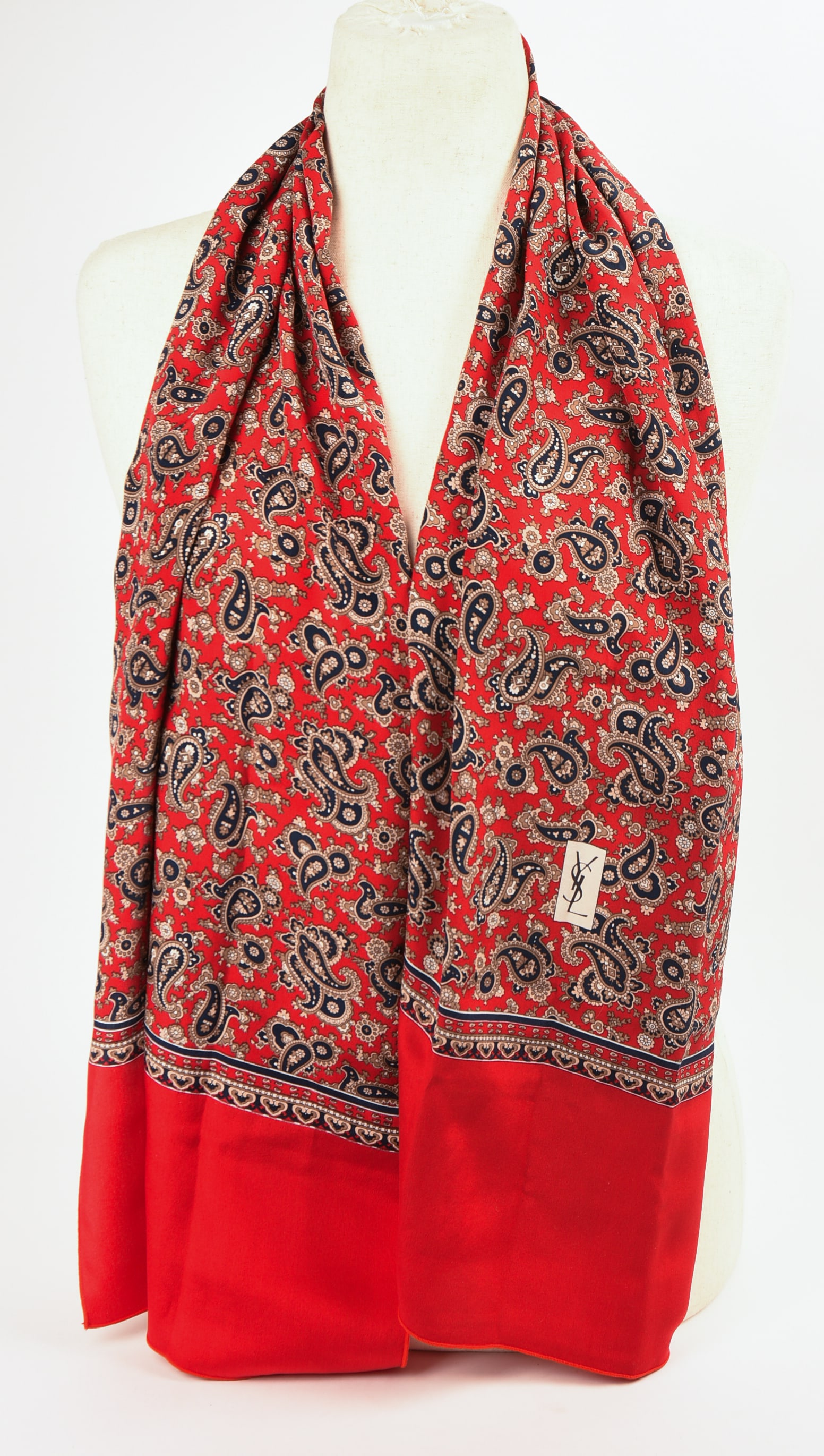 Yves Saint Laurent Silk Scarf.: 18 x 30 inches.