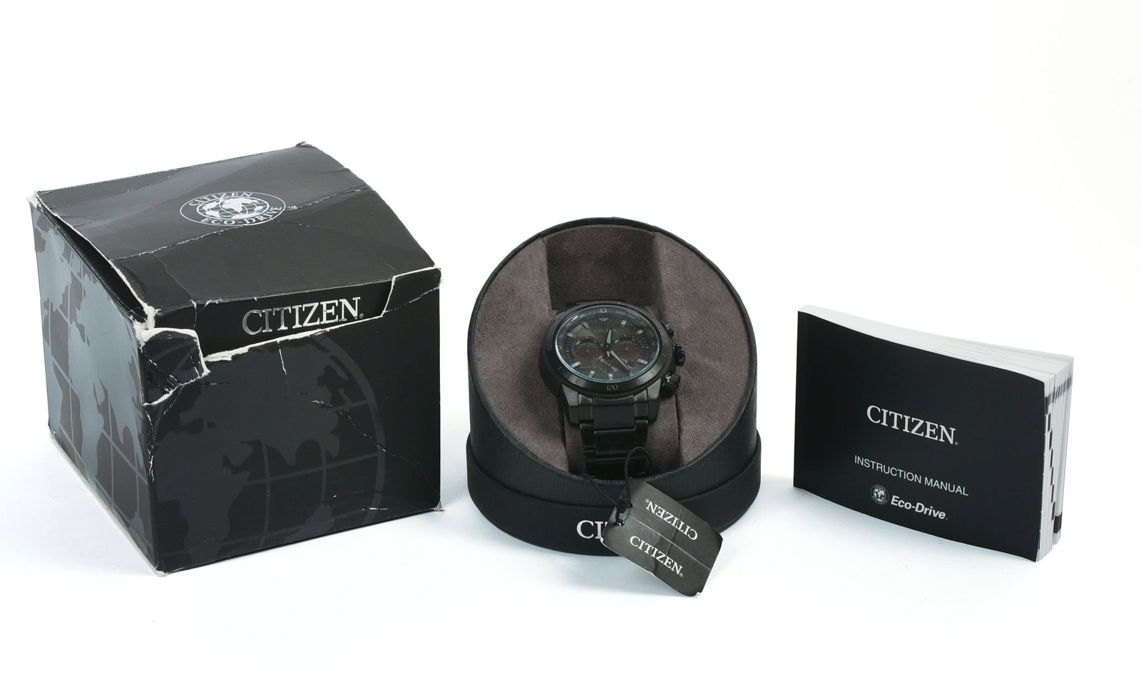 Citizen Eco-Drive Tachometer.: Face diameter 2 inches. New with tags, in original box. Box in poor condition.