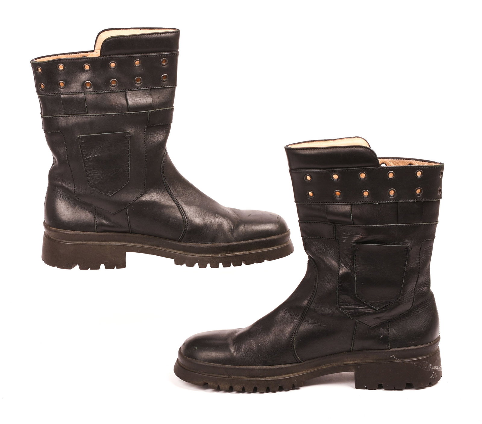 Versace Black Leather Motorcycle Boots. (1 of 6)