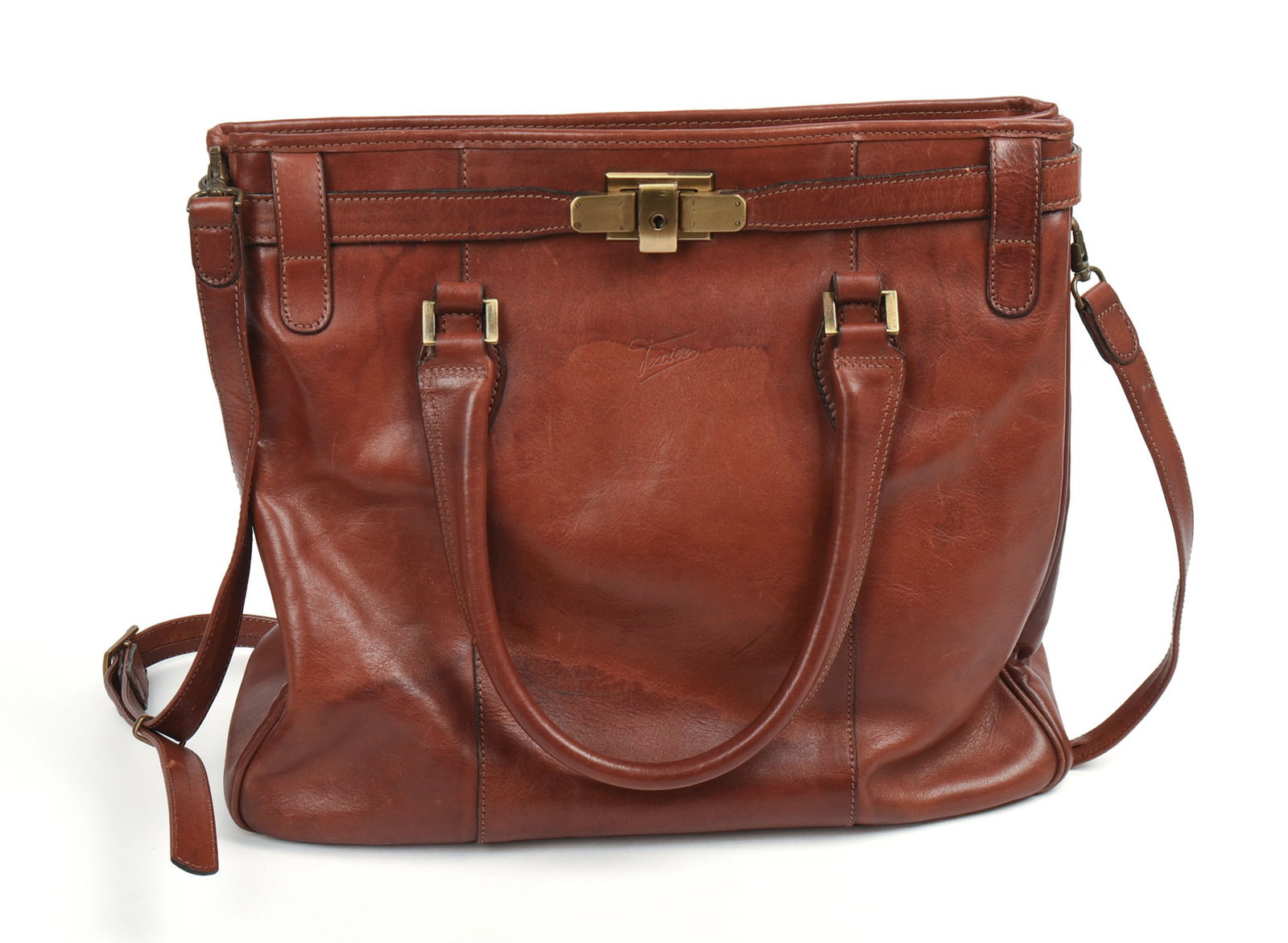 Texier Paris Vintage Brown Leather Bag. (1 of 8)