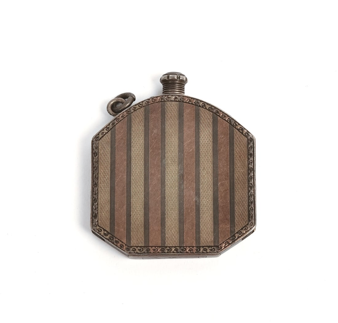 Vintage Mixed Metal Perfume Flask.: 1.75 x 1.5 inches.