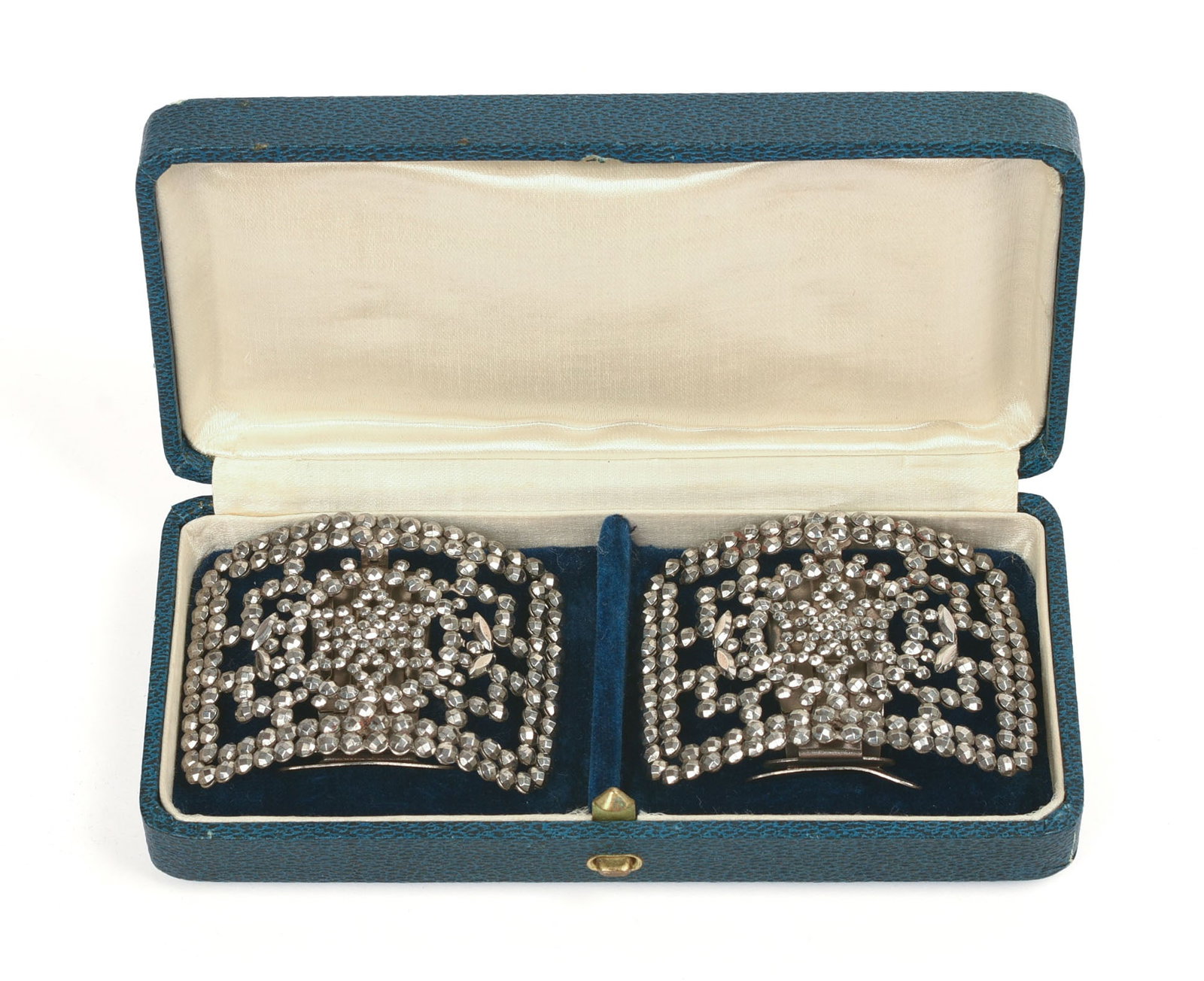 Pair of Vintage French Shoe Clips.: 2 x 2.25 inches, in original box.