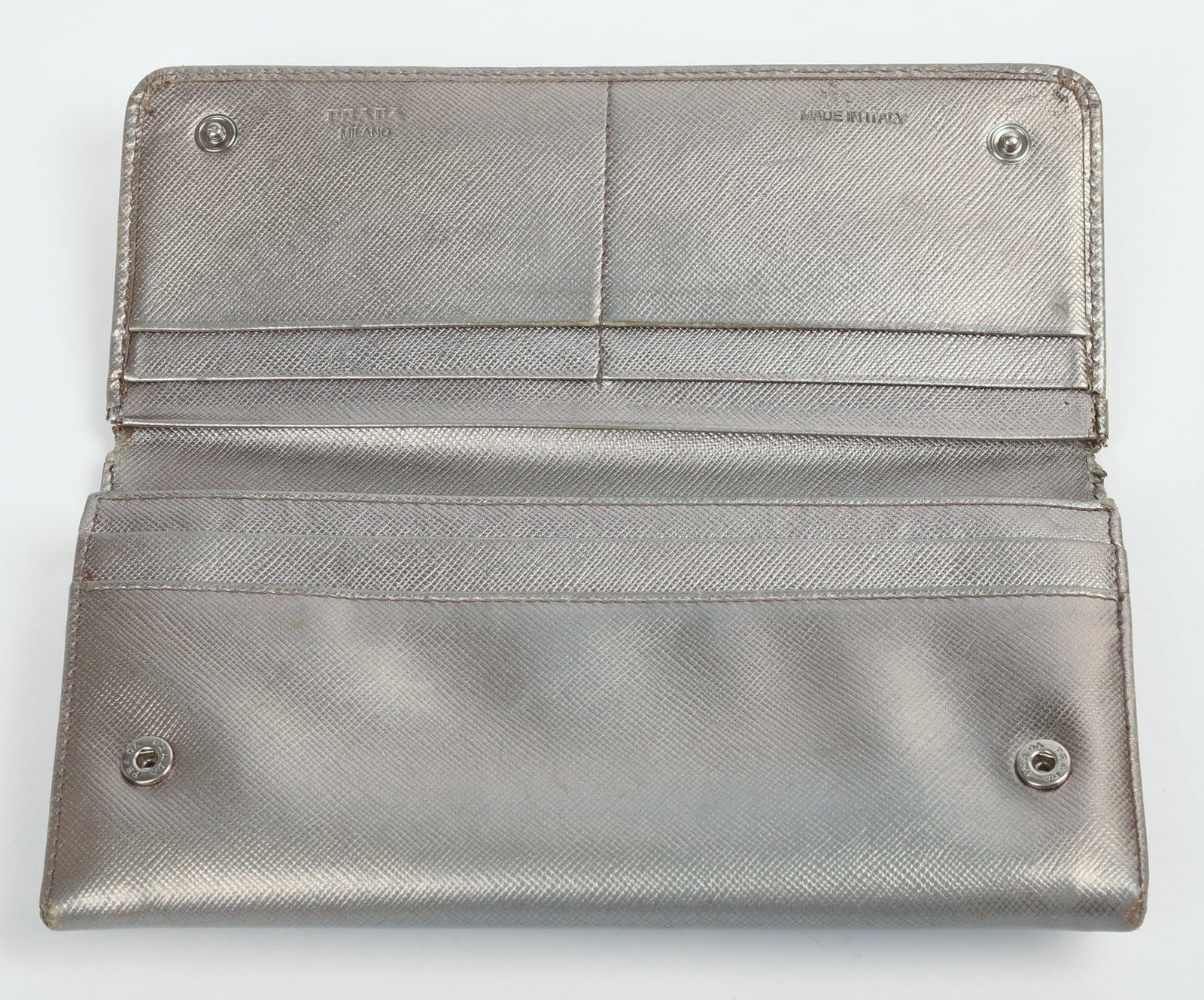 Prada Silver Double Snap Wallet. - 3