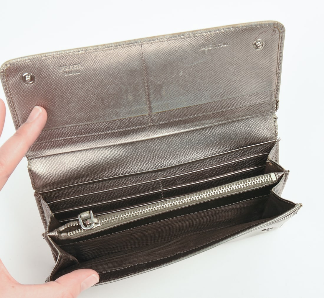 Prada Silver Double Snap Wallet. - 5