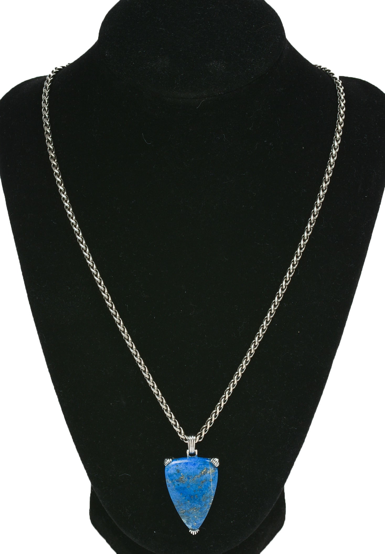 Jan Leslie Sterling Pendant Necklace.: 1.25 x .5 inches, chain 18 inches.