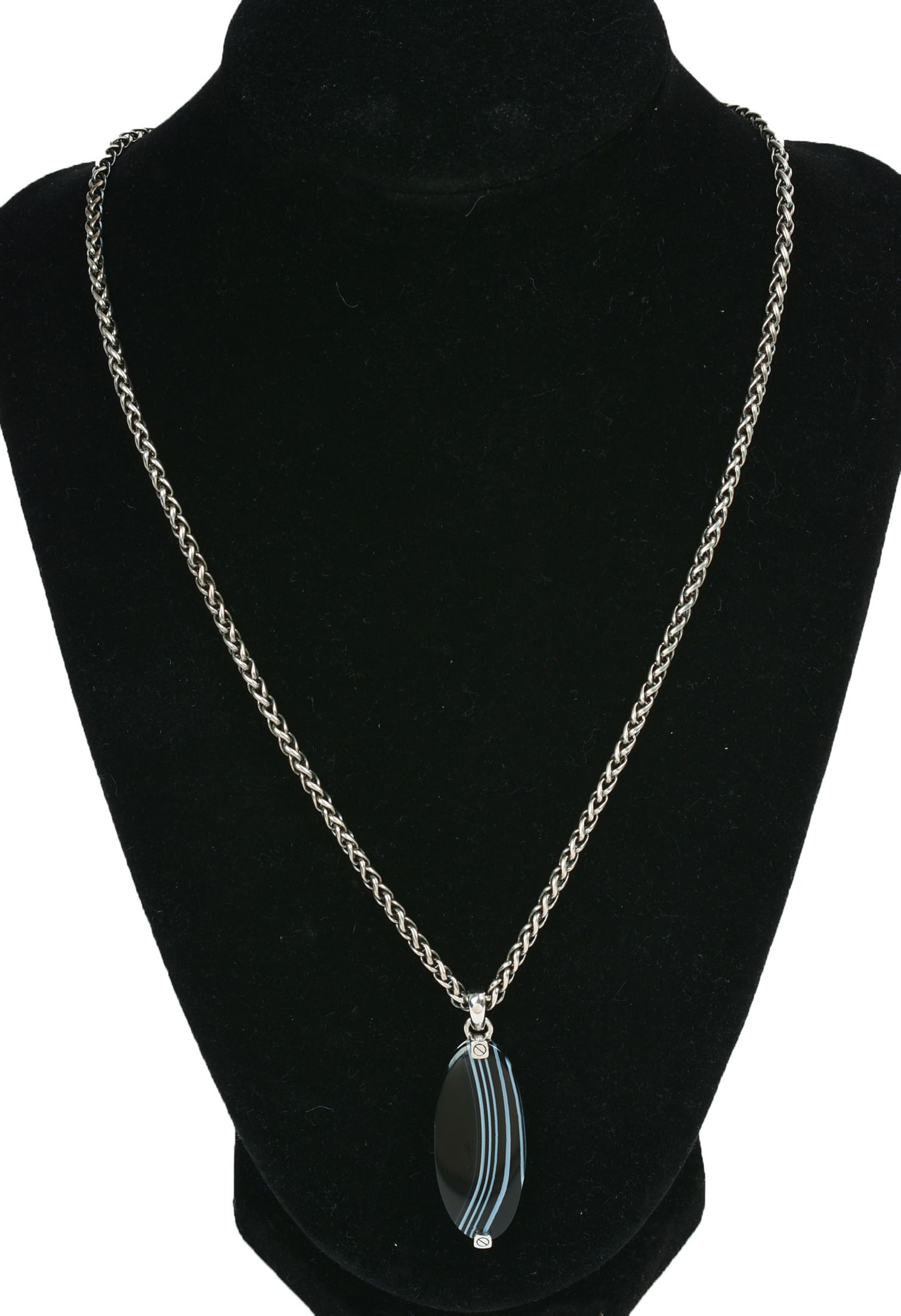 Jan Leslie Sterling Pendant Necklace.: 1.25 x .5 inches, chain 18 inches.