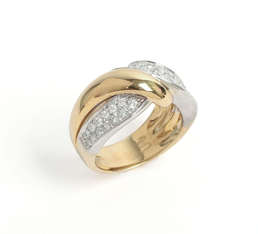 Salvini 18K Gold and Diamond Ring.: Size 6.75, 10 grams, 0.5ct of diamonds. Retail $5,500.