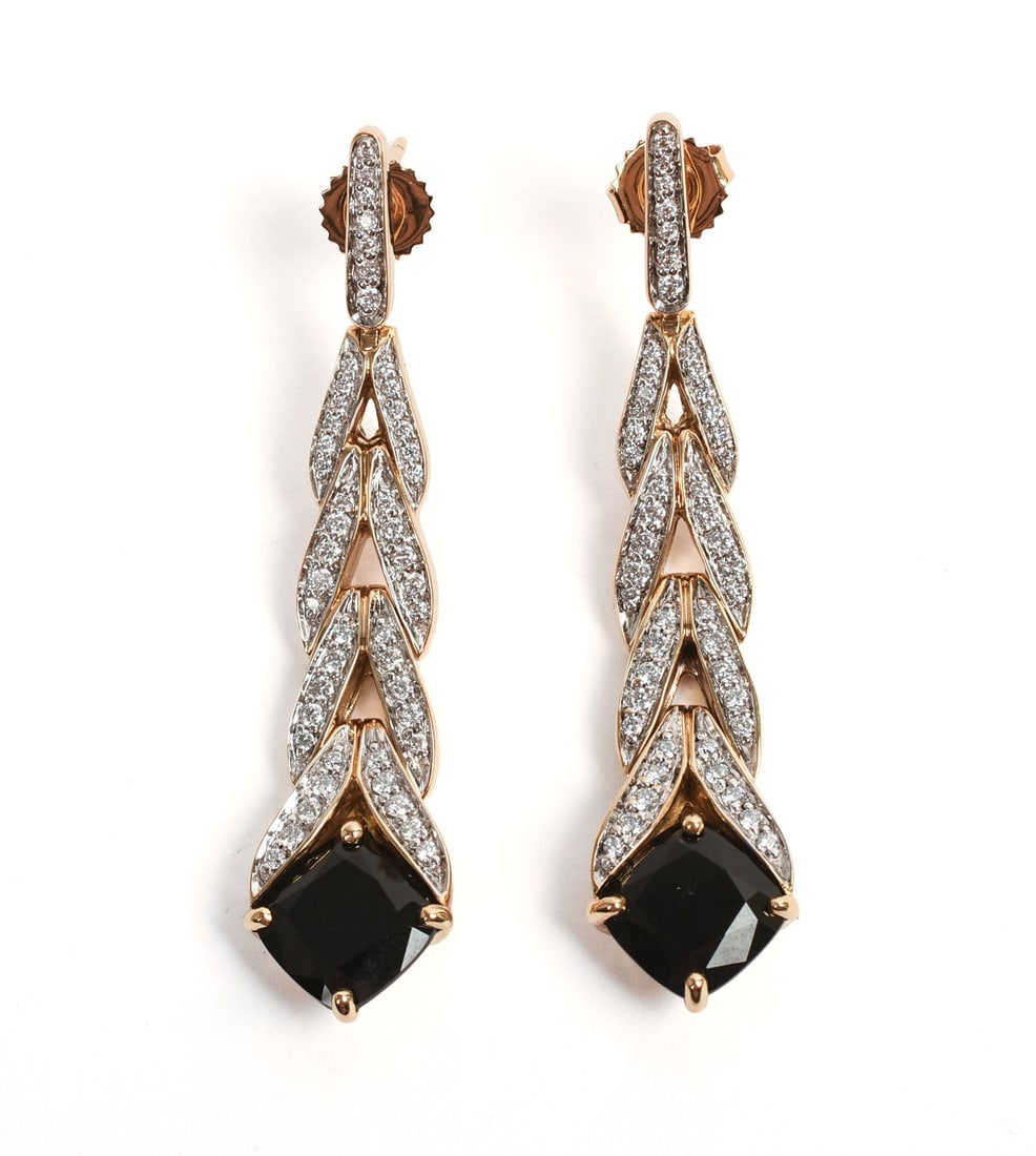 John Hardy 18K, Diamond and Onyx Pave Drop Earrings. (1 of 4)