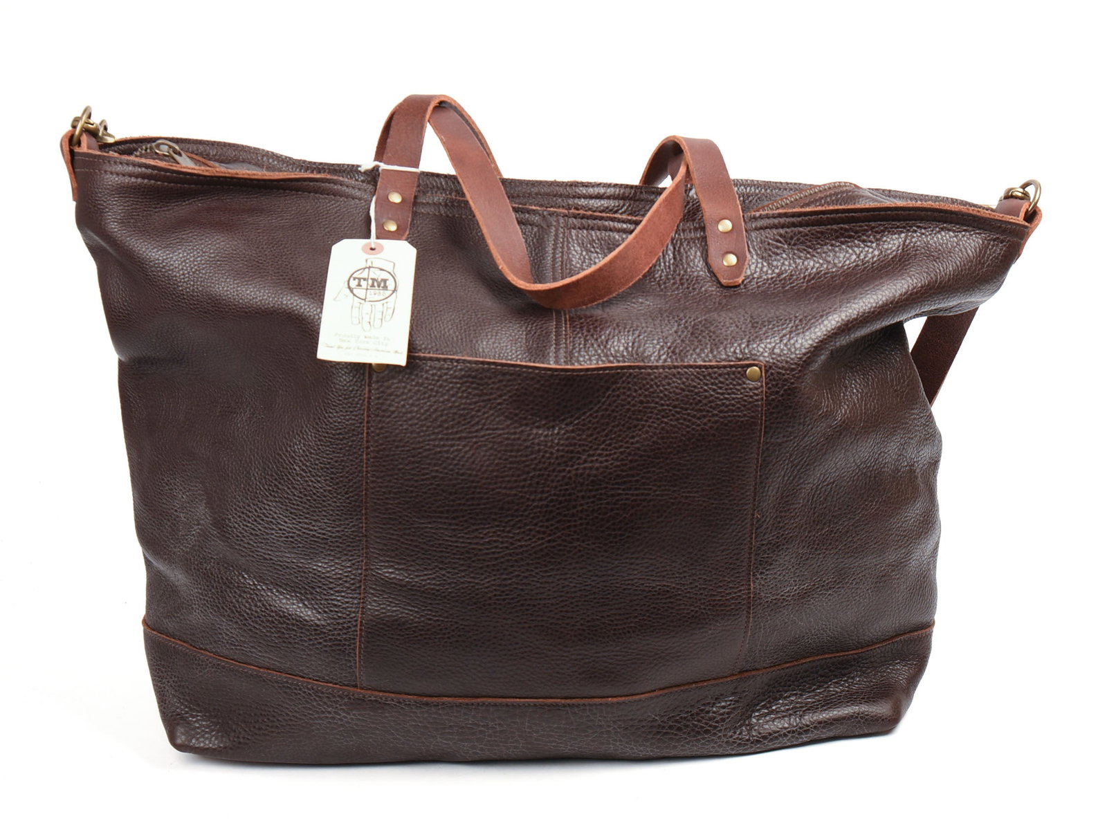 TM1985 Large Leather Tote Bag.: 16 x 24 inches. New with tags.