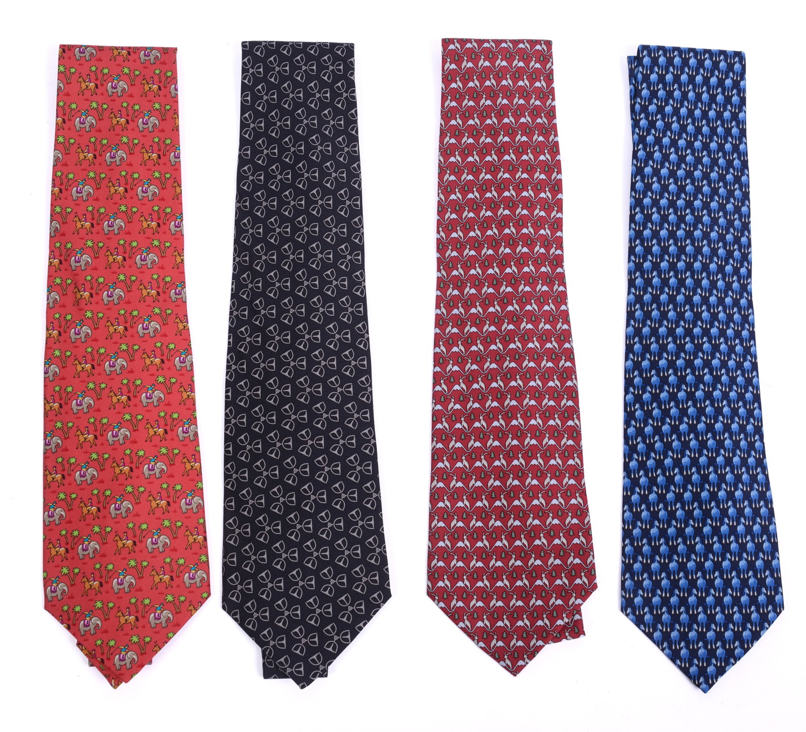Four Hermes Silk Neckties.: Excellent Condition.