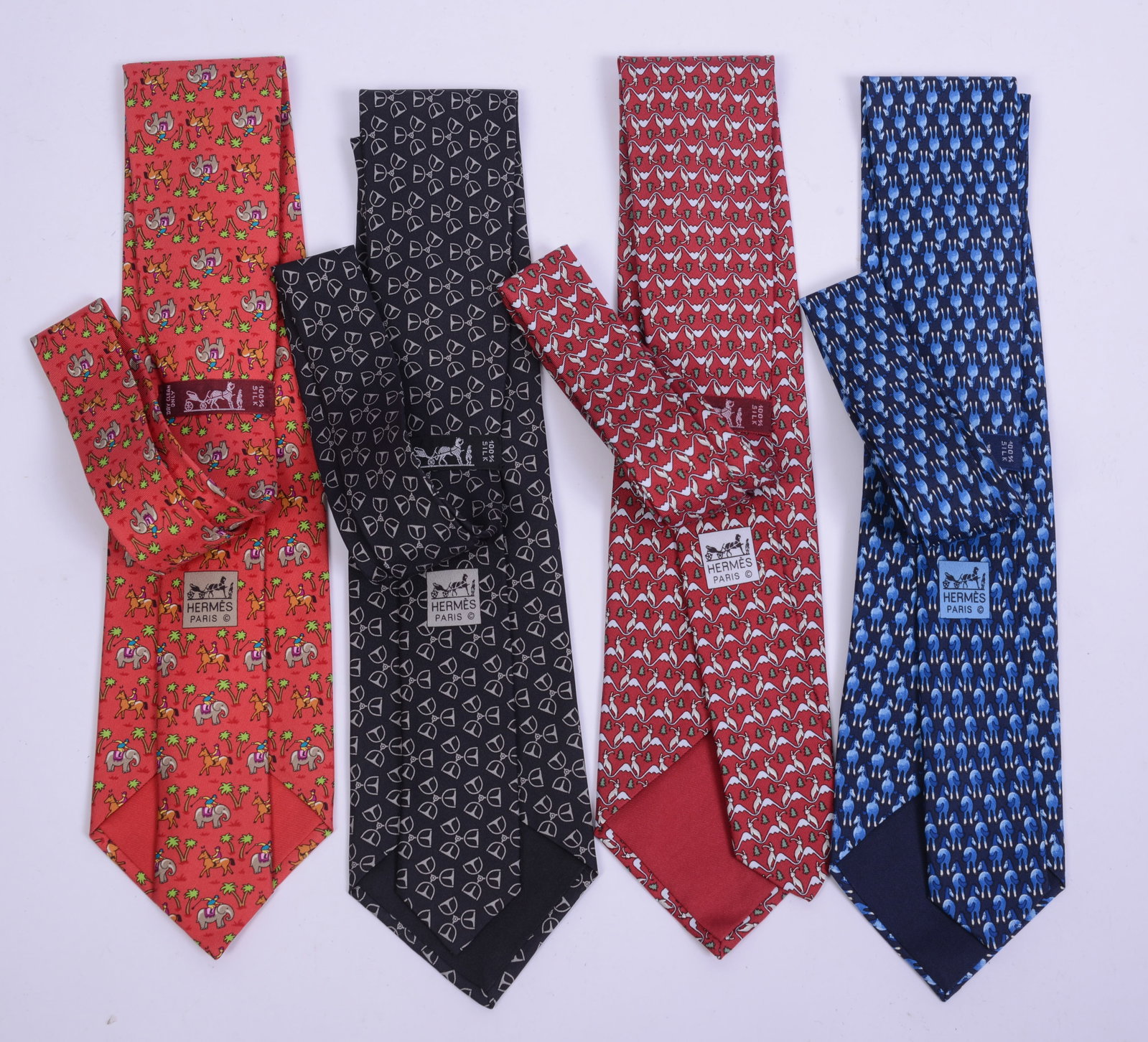 Four Hermes Silk Neckties. - 2