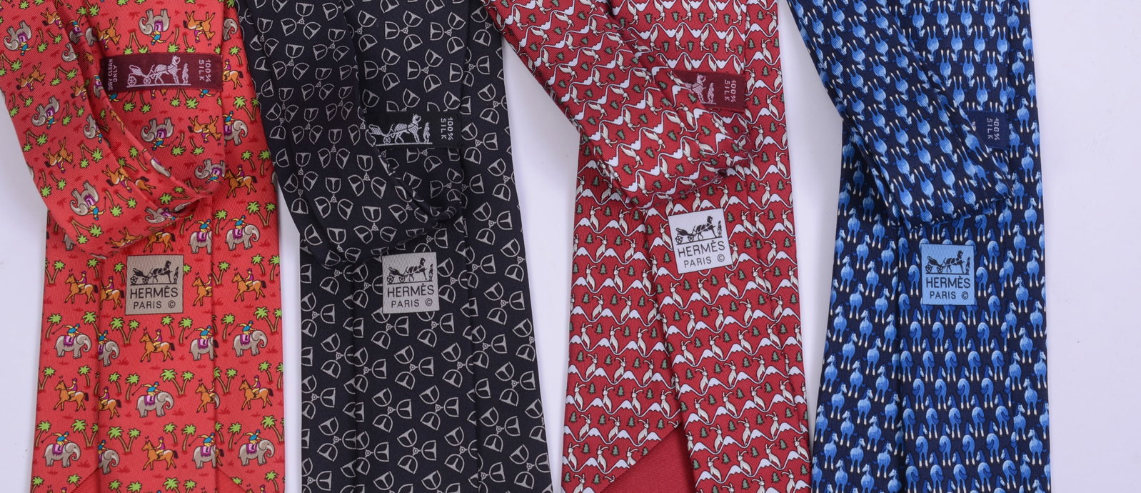 Four Hermes Silk Neckties. - 3