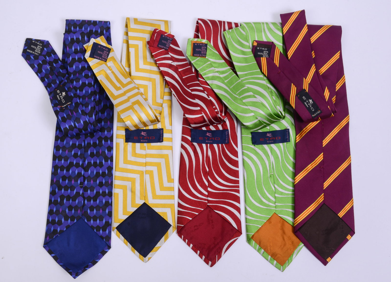 Five Etro Silk Neckties. - 2