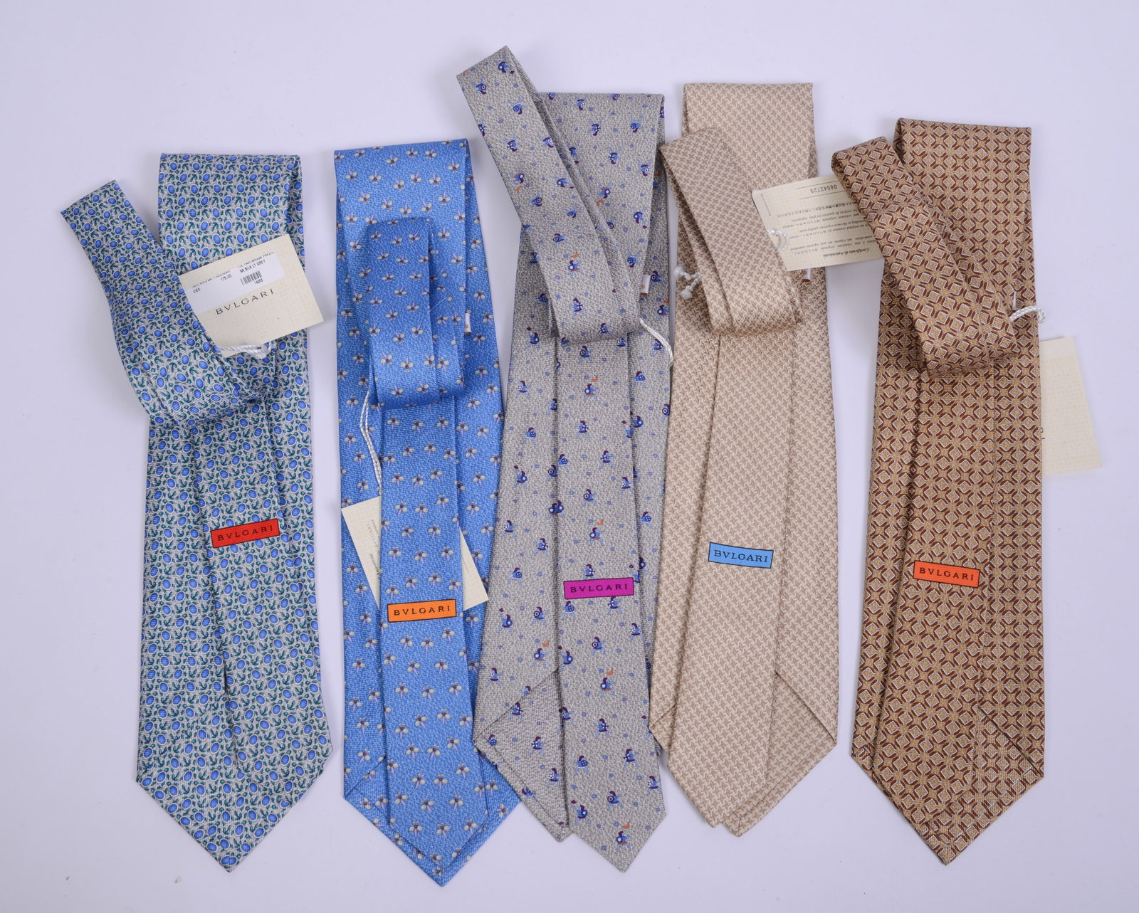 Five Bulgari Silk Neckties. - 3