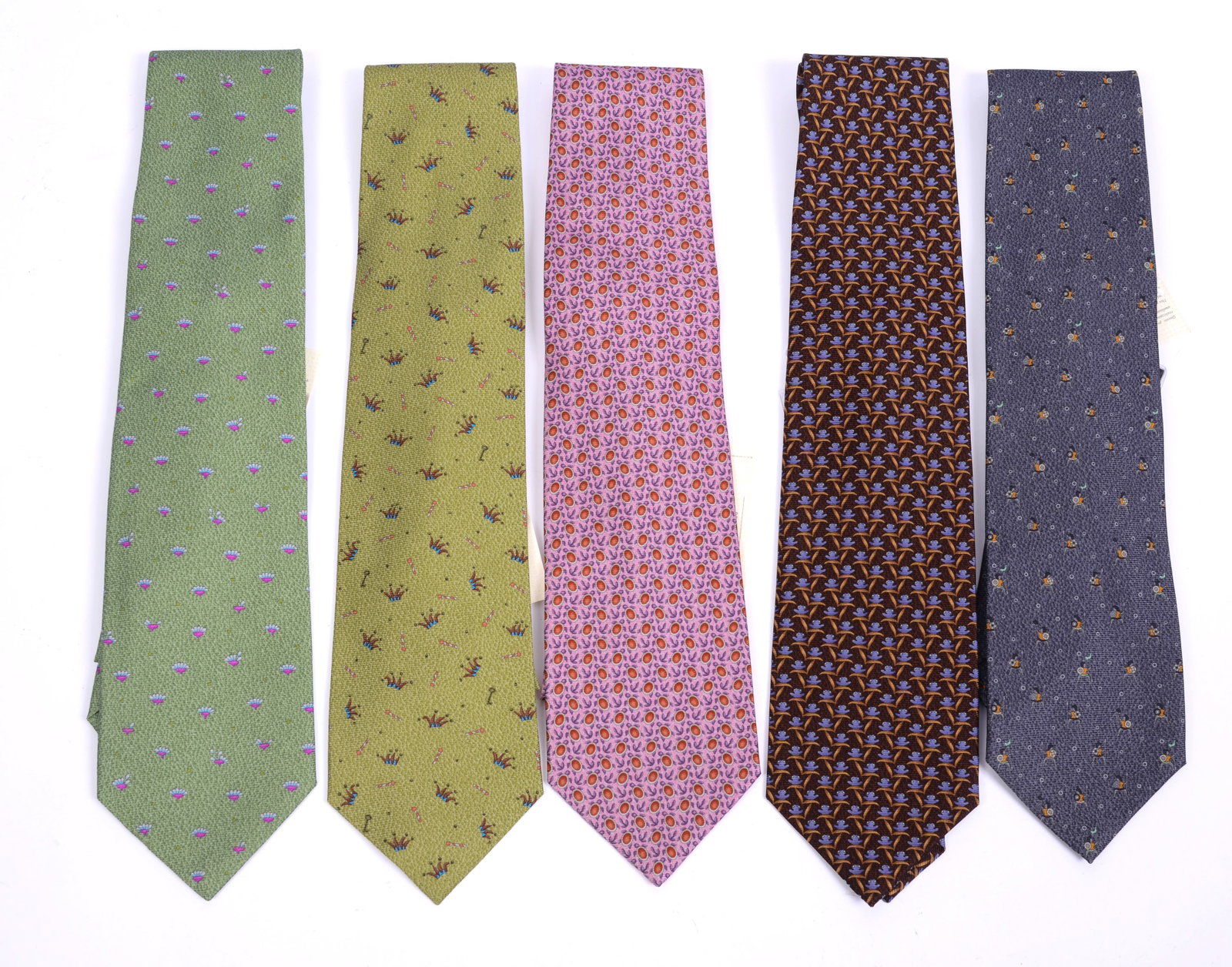 Five Bulgari Silk Neckties.: Excellent condition, new with tags.