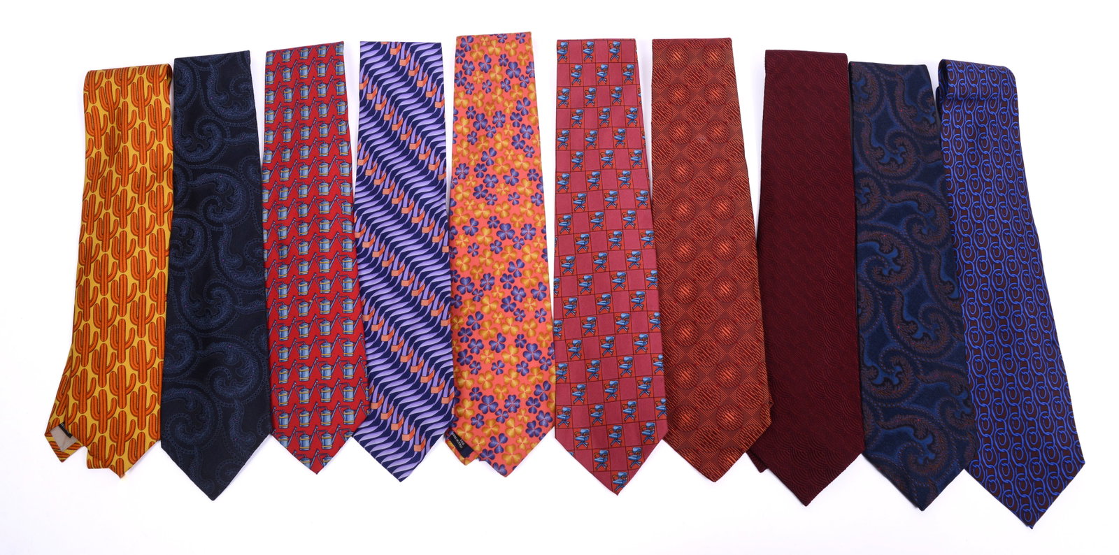 Ten Gucci Silk Neckties.: Excellent condition.