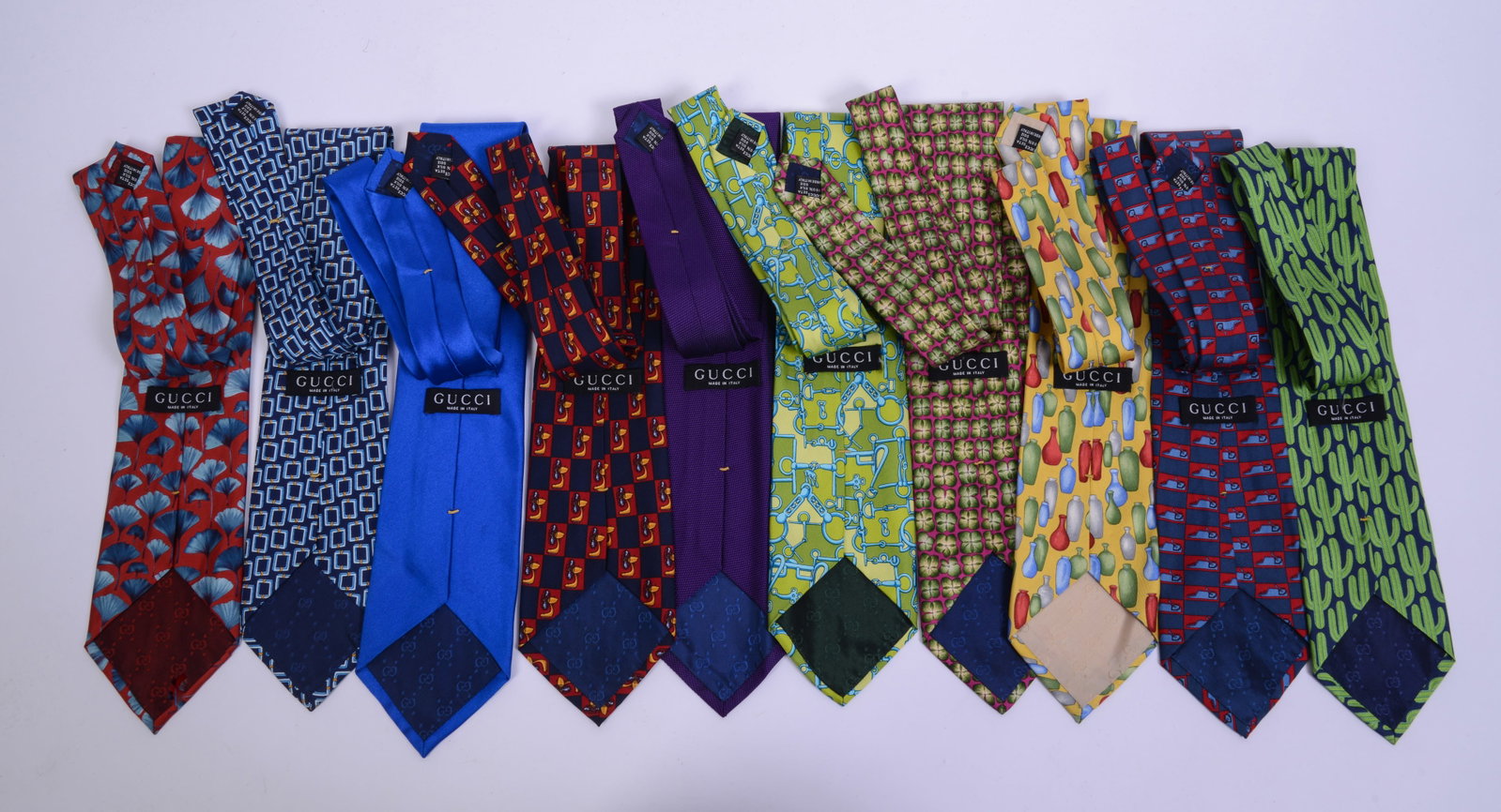 Ten Gucci Silk Neckties. - 2