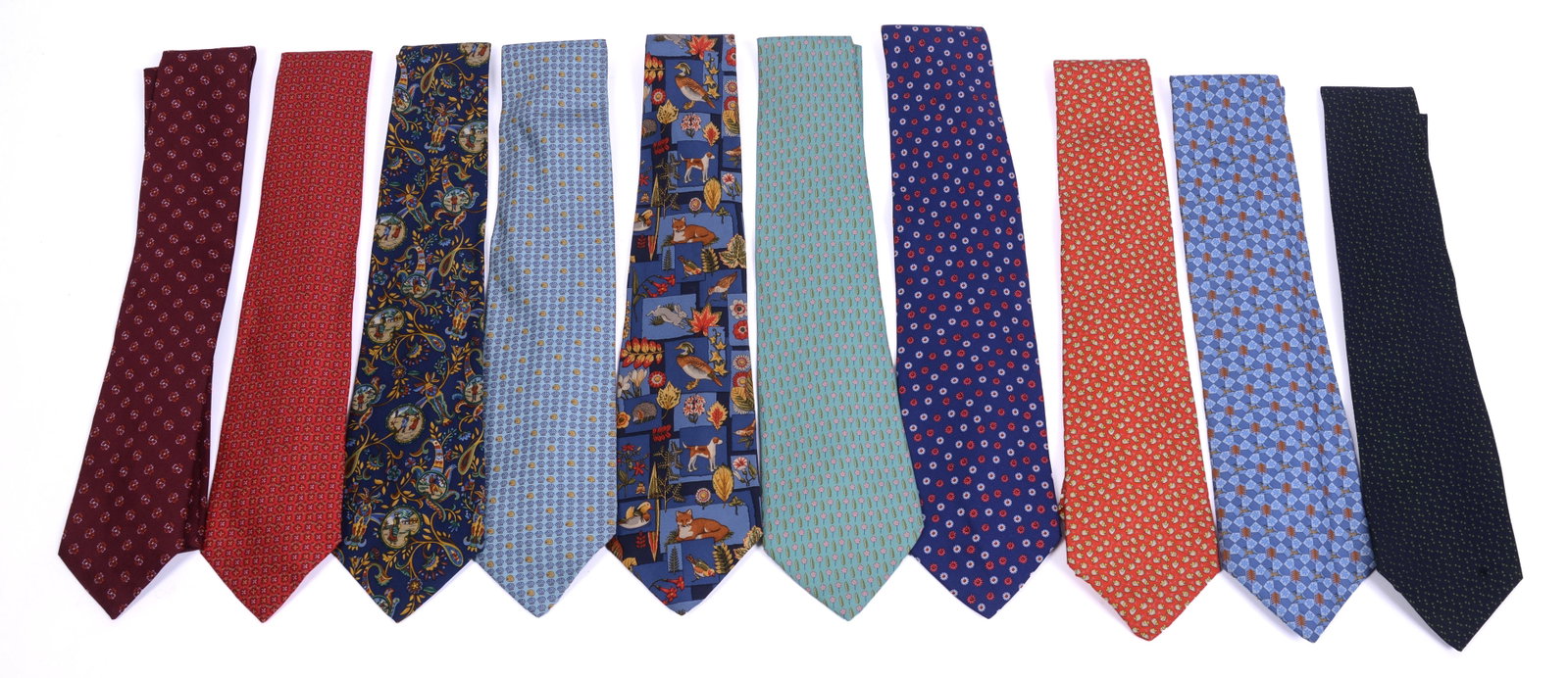 Ten Salvatore Ferragamo Silk Neckties.: Excellent condition.