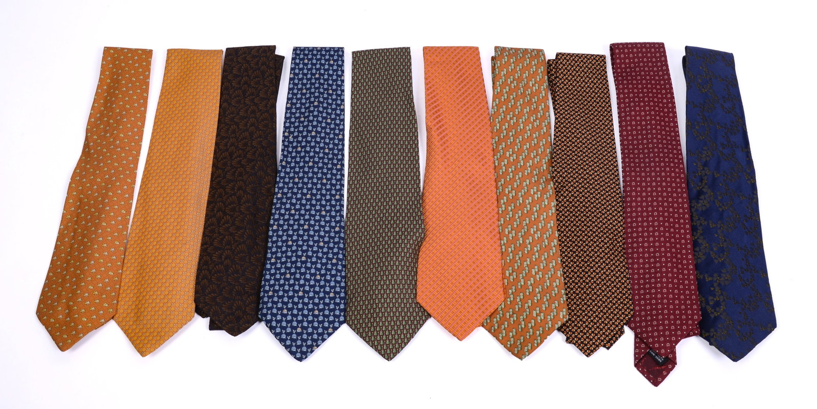 Ten Salvatore Ferragamo Silk Neckties.: Excellent condition.