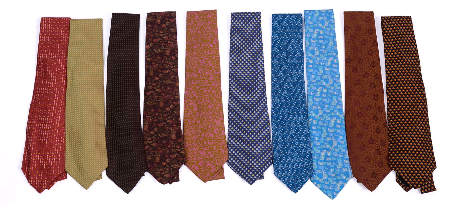 Ten Salvatore Ferragamo Silk Neckties. (1 of 3)