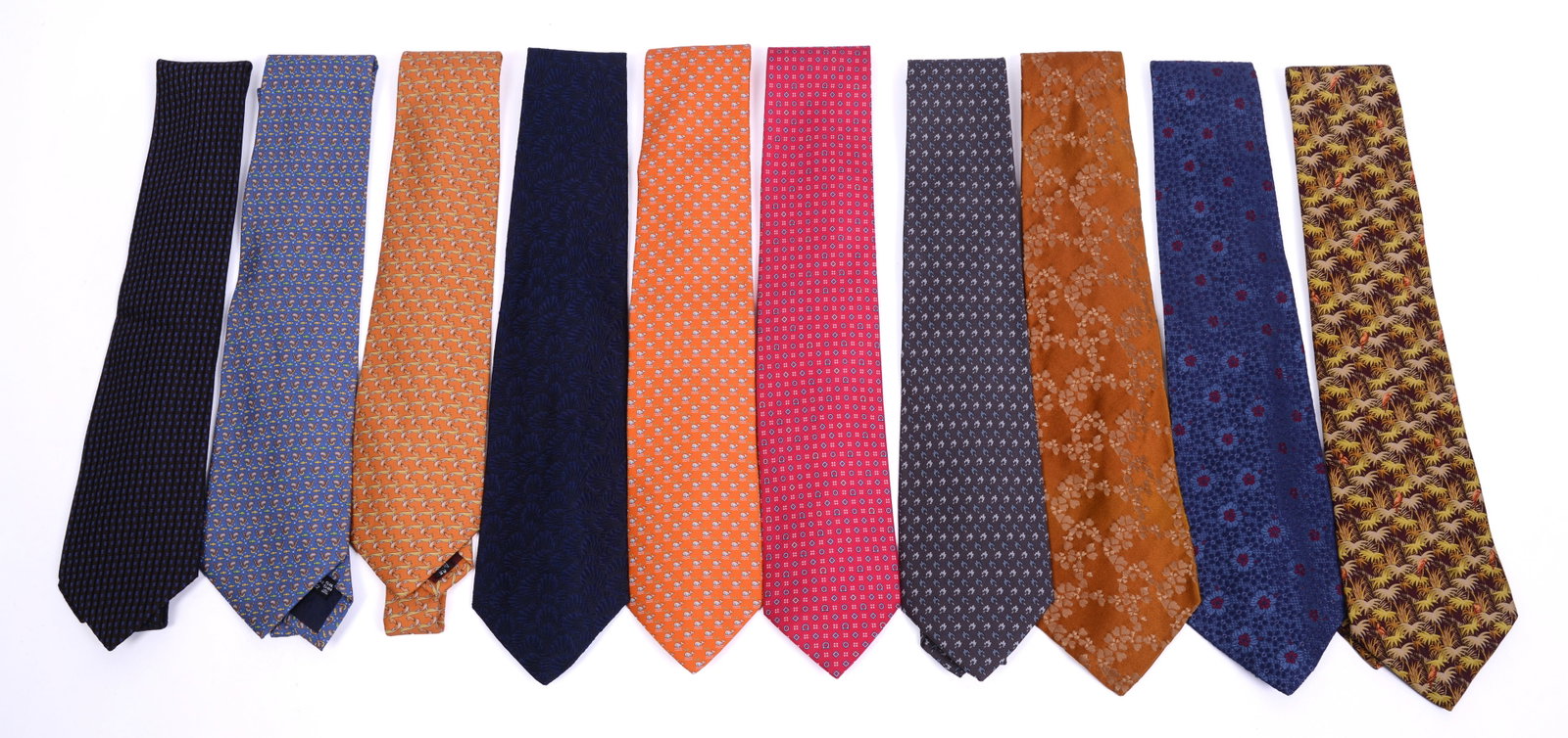 Ten Salvatore Ferragamo Silk Neckties.: Excellent condition.