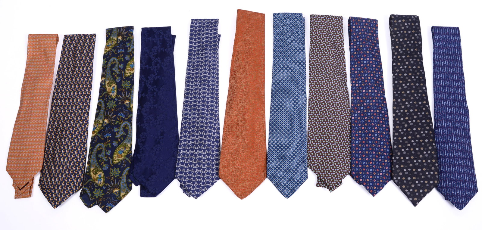 Eleven Salvatore Ferragamo Silk Neckties.: Excellent condition.