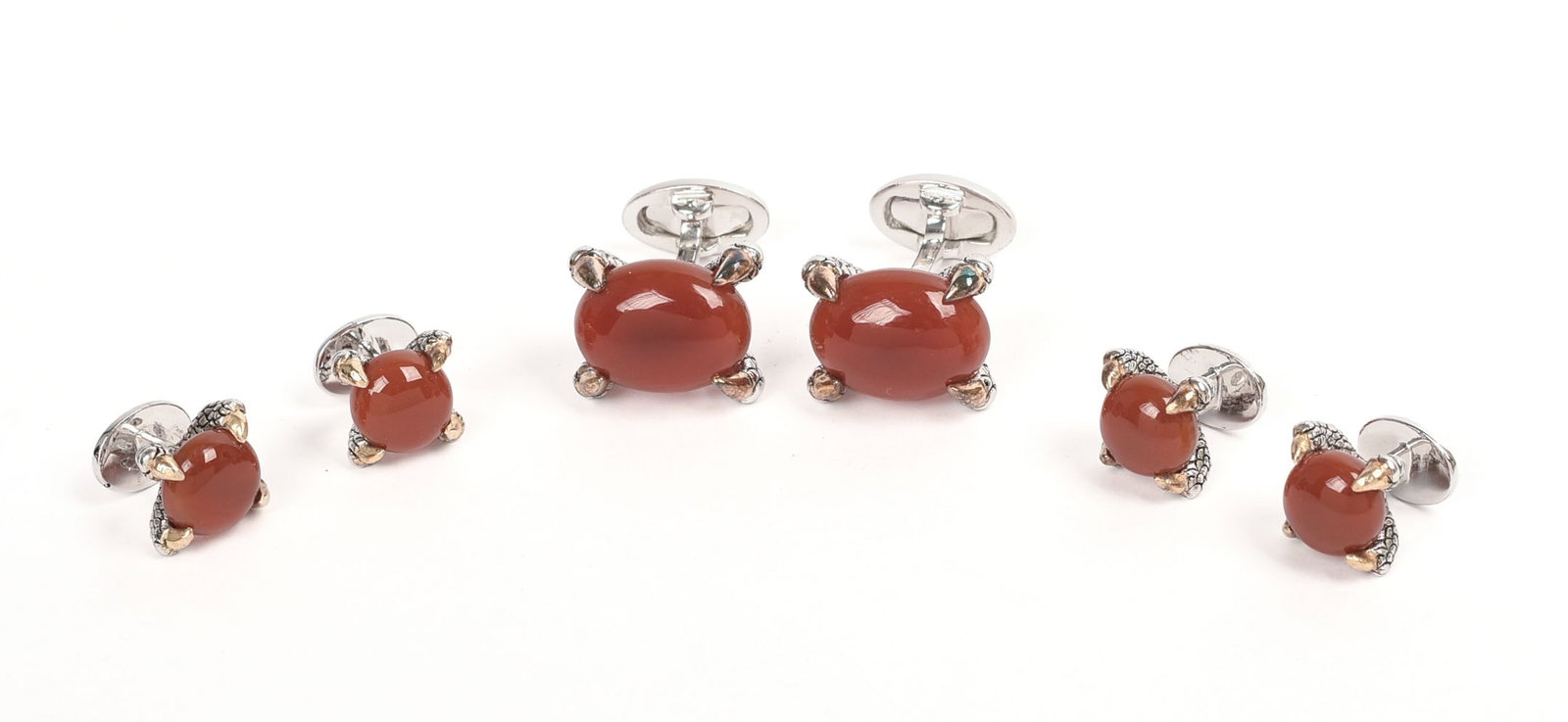 Jan Leslie Sterling and Amber Cufflink and Stud Set.: New in box.