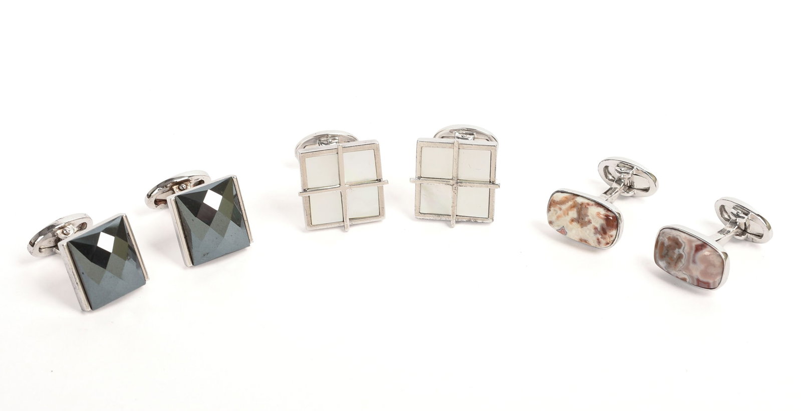 Three Pairs of Jan Leslie Sterling Cufflinks.: New in box.