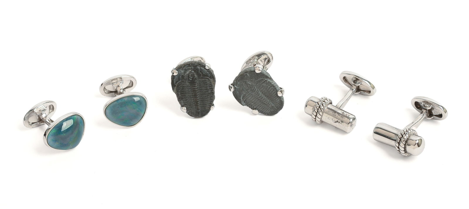 Three Pairs of Jan Leslie Sterling Cufflinks.: New in box.