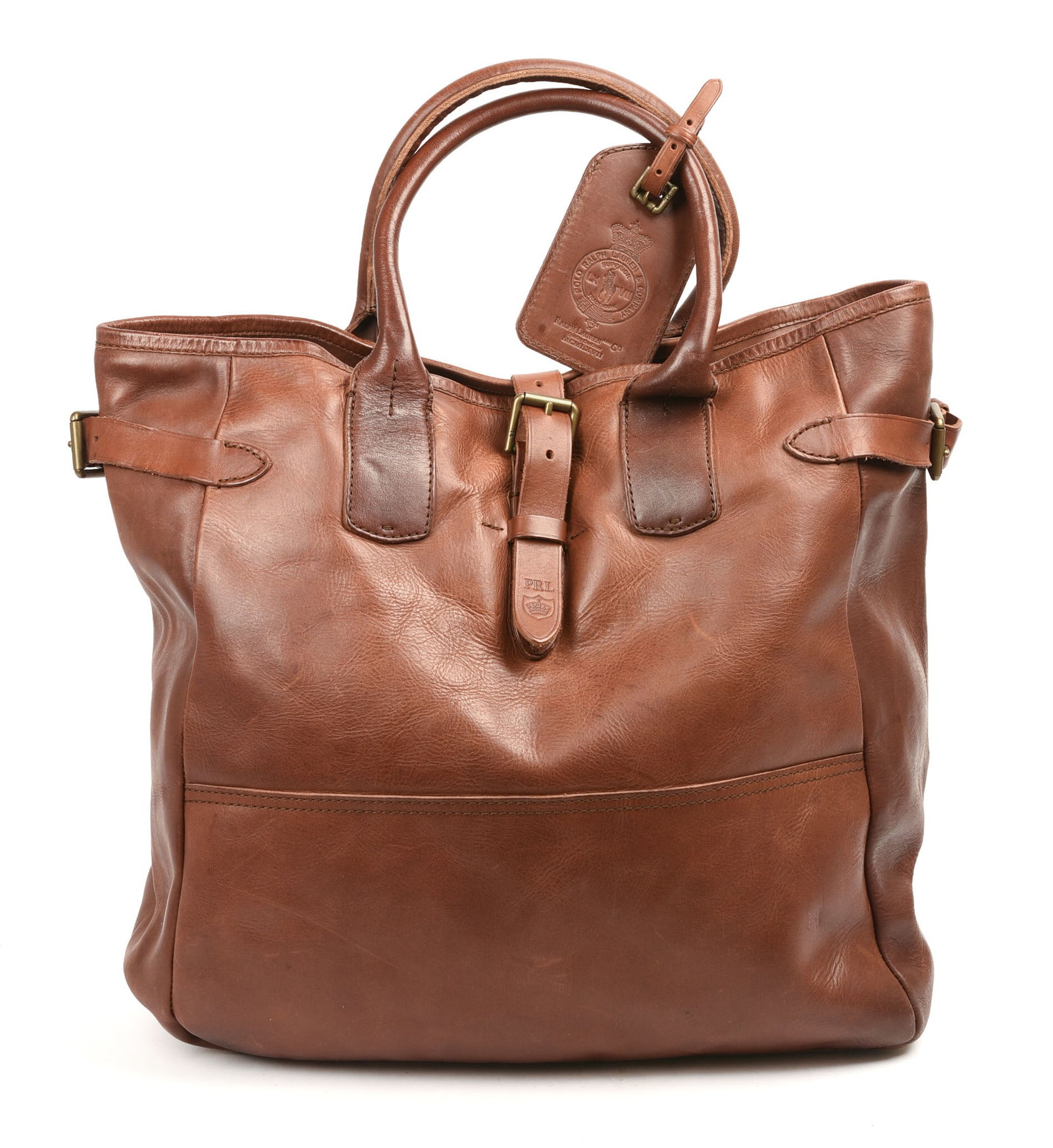 Ralph Lauren Leather Tote Bag.: 14 x 18 inches, new with tags.