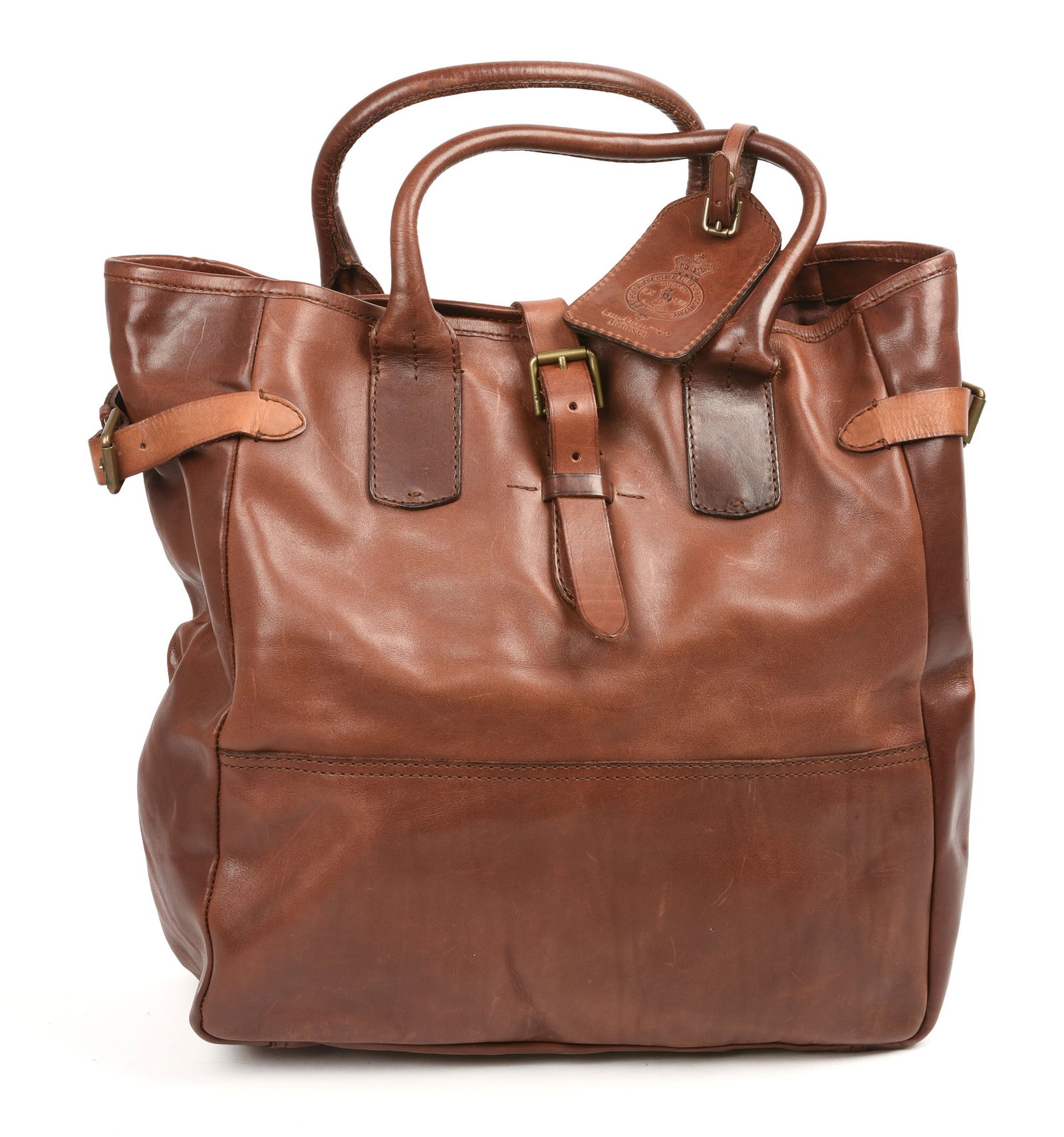 Ralph Lauren Leather Tote Bag.: 15 x 18 inches, good condition, a few minor scuffs.