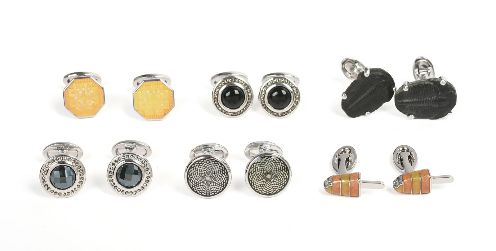 Six Pairs of Jan Leslie Sterling Silver Cufflinks.: Brand new.
