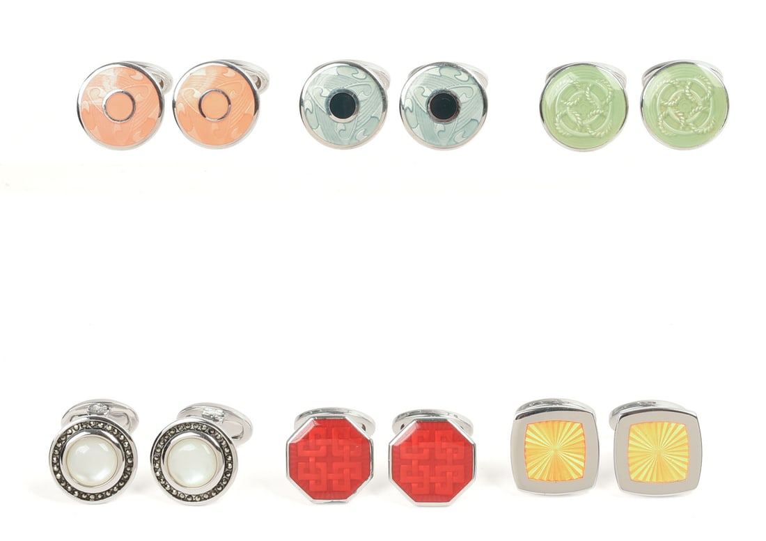 Six Pairs of Jan Leslie Sterling Silver Cufflinks.: Brand new.