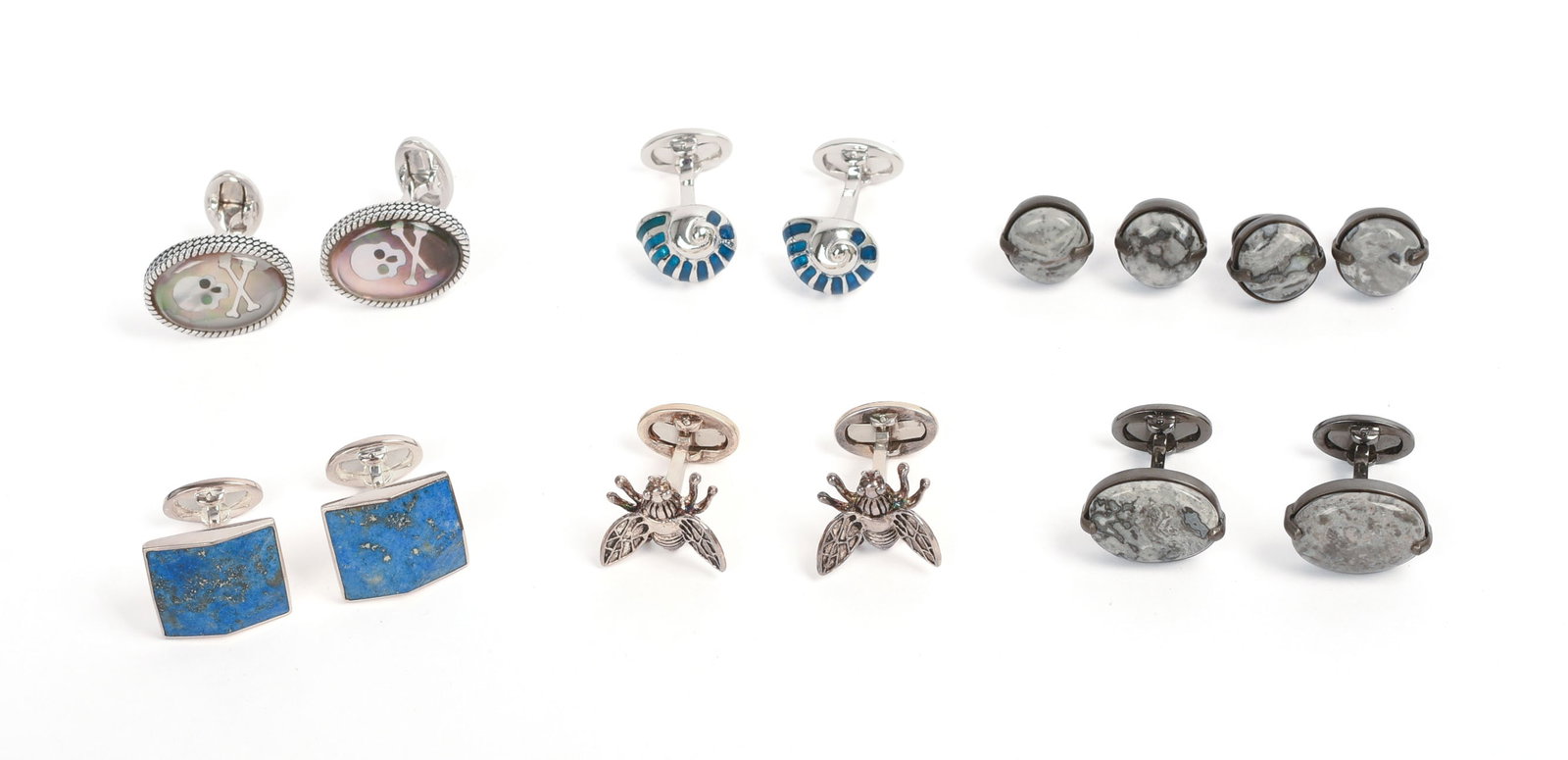 Six Pairs of Jan Leslie Sterling Silver Cufflinks.: Brand new.
