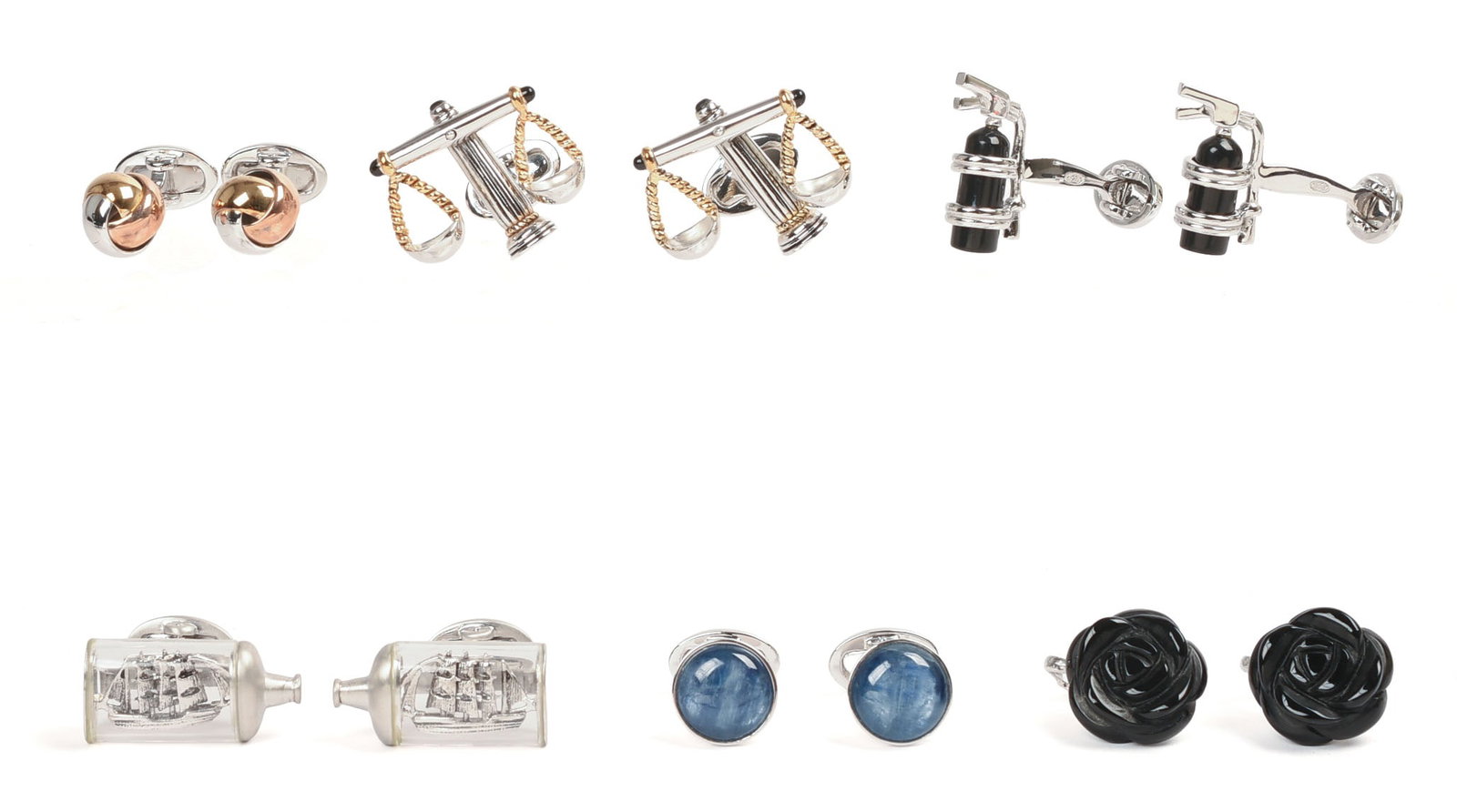 Six Pairs of Jan Leslie Sterling Silver Cufflinks.: Brand new.