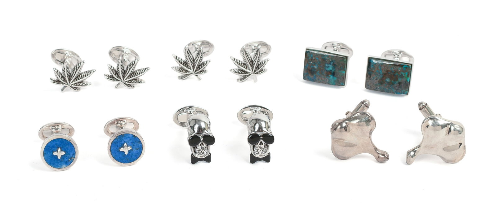 Six Pairs of Jan Leslie Sterling Silver Cufflinks.: Brand new.