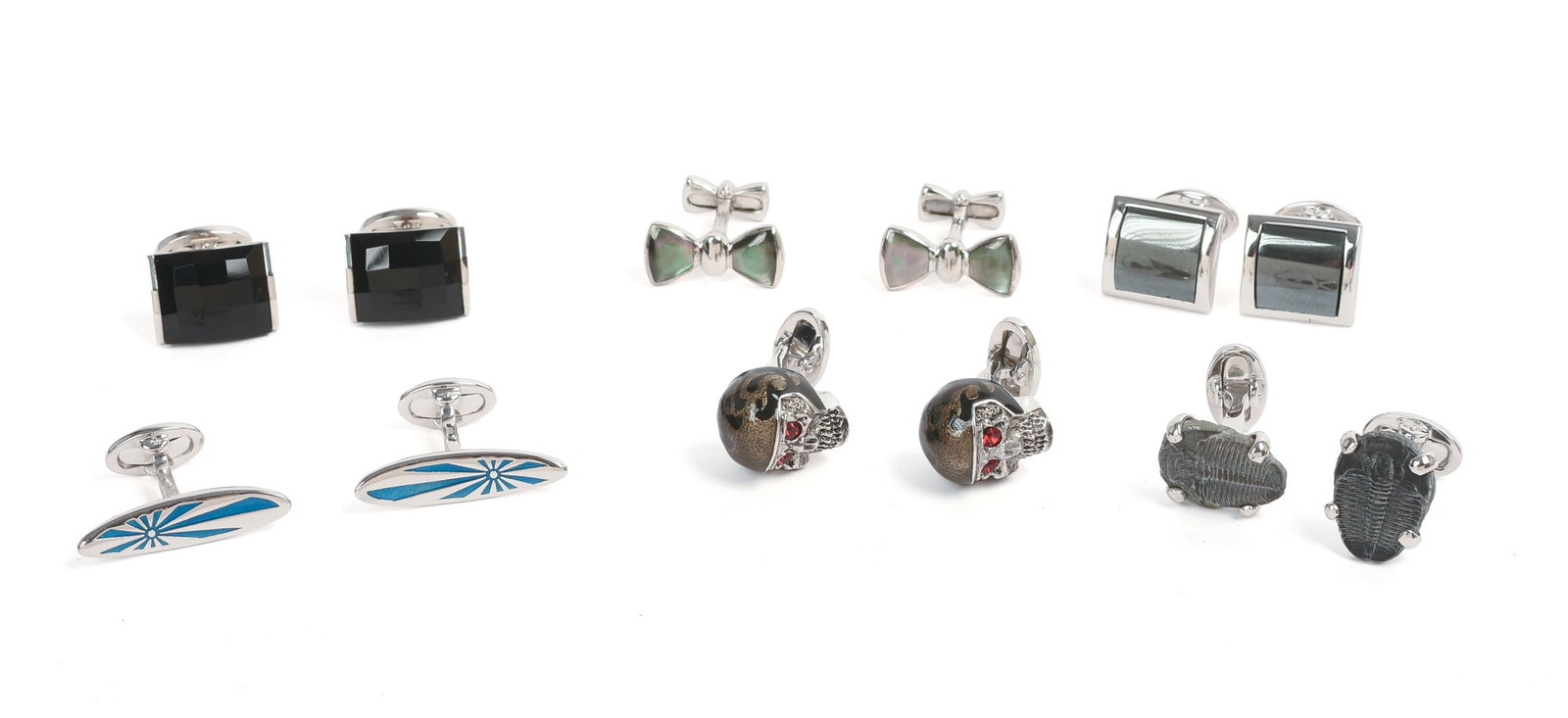 Six Pairs of Jan Leslie Sterling Silver Cufflinks.: Brand new.