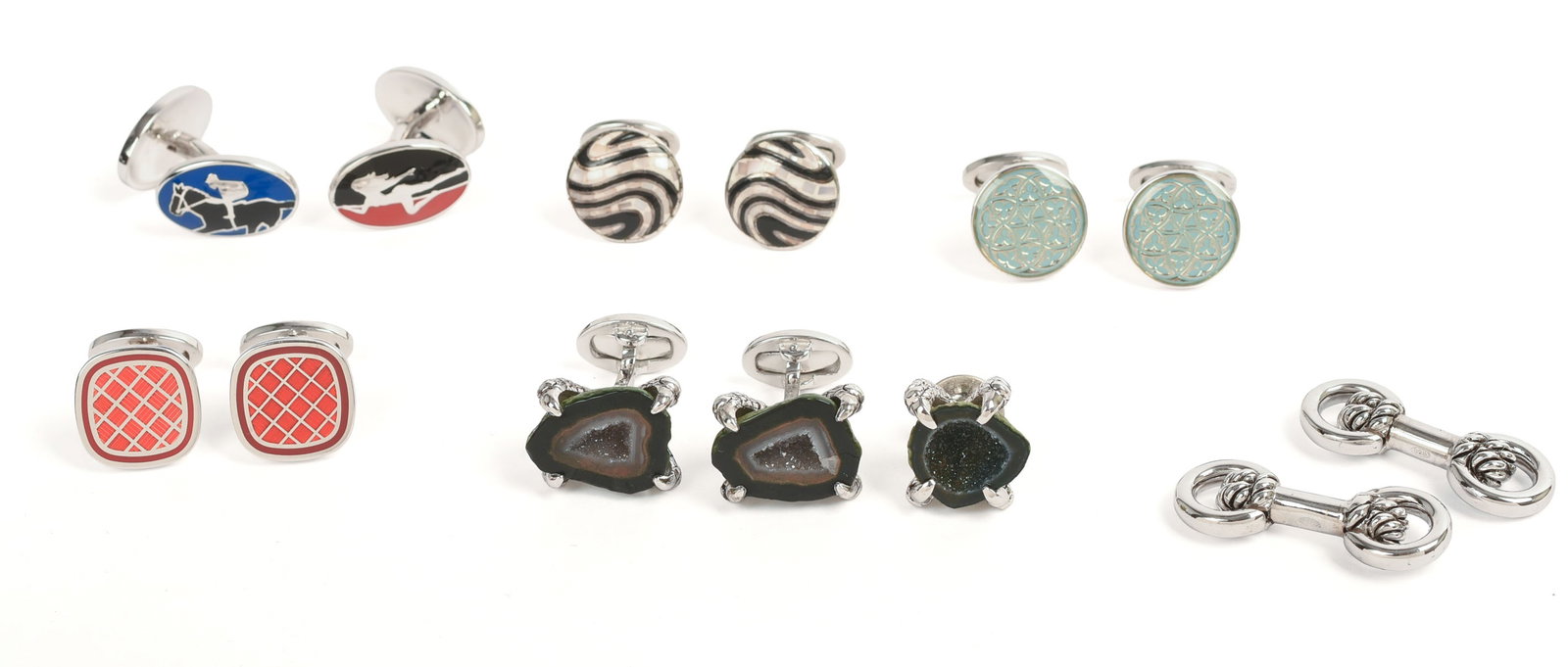 Six Pairs of Jan Leslie Sterling Silver Cufflinks.: Brand new.