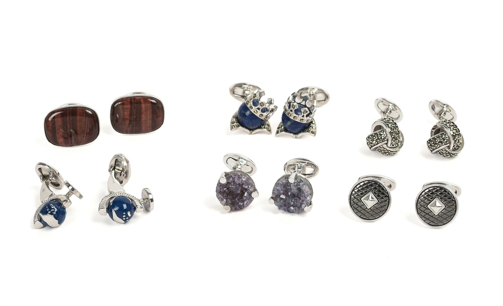 Six Pairs of Jan Leslie Sterling Silver Cufflinks.: Brand new.