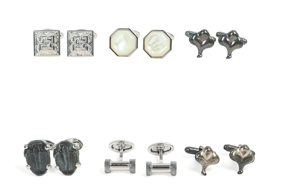 Six Pairs of Jan Leslie Sterling Silver Cufflinks.: Brand new.