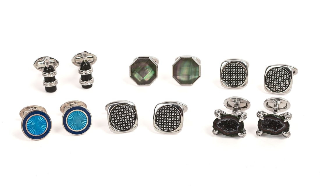 Six Pairs of Jan Leslie Sterling Silver Cufflinks.: Brand new.