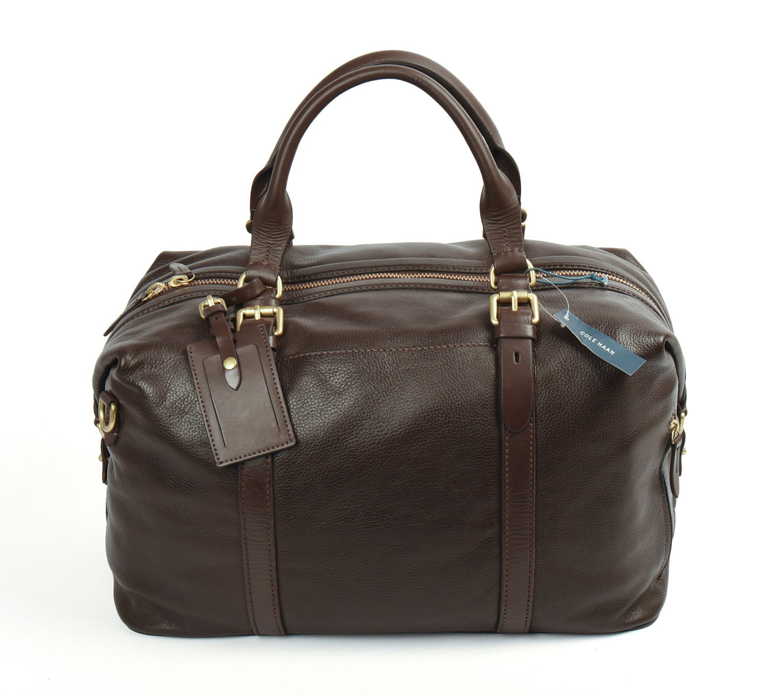 Cole Haan Small Leather Duffle Bag.: 11 x 19 x 10 inches. New with tags.