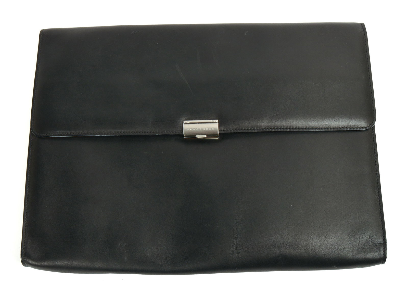 Mark Cross Leather Folio.: 15.5 x 11.5 inches. Good condition, dust bag is dirty.