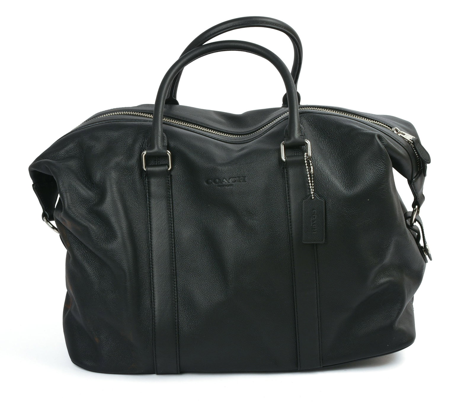 Coach Trekker Bag.: 17 x 12 x 8 inches. Some marks on one side that may come off with cleaning, otherwise good condition. See last photo for detail.