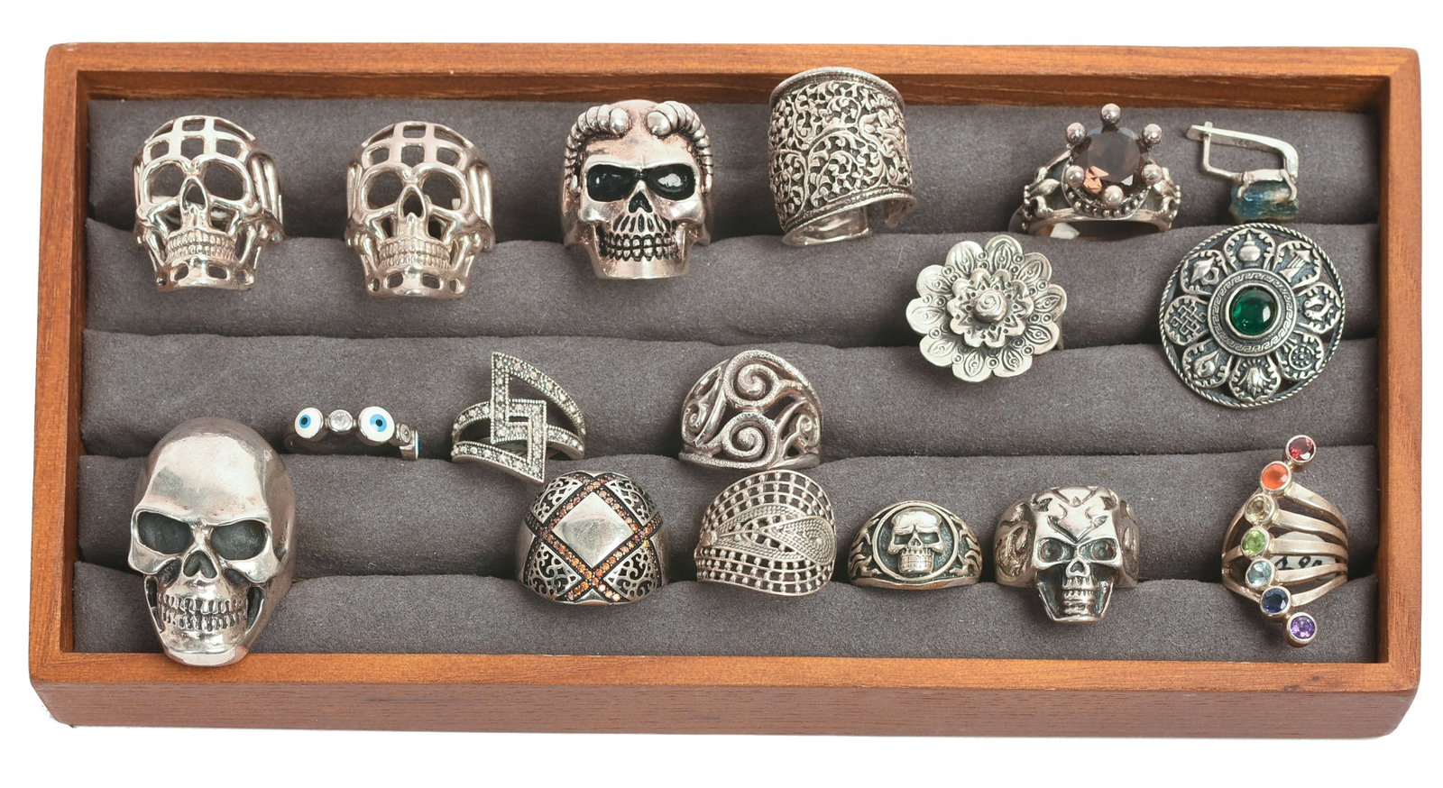 17 Large Costume Jewelry Rings.: Some sterling.