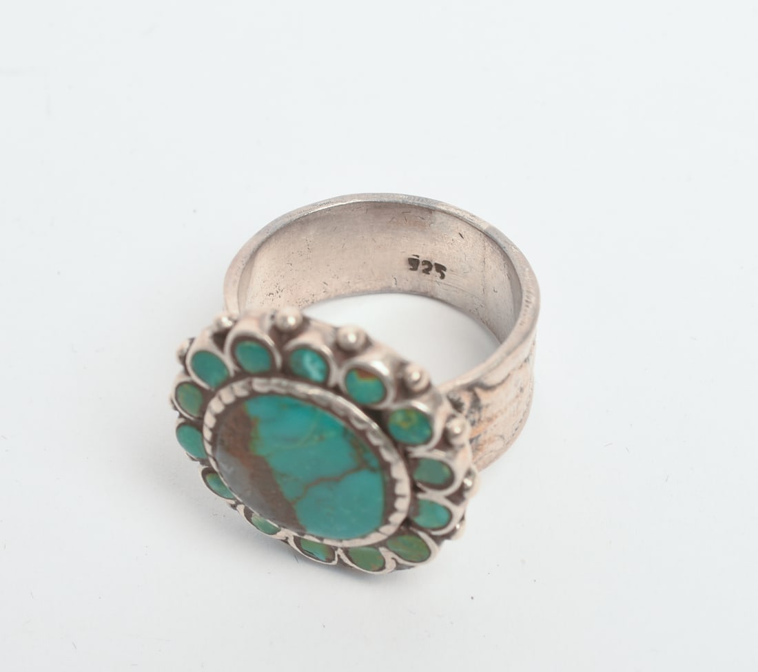 25 Turquoise and Other Sterling Silver Rings. - 14