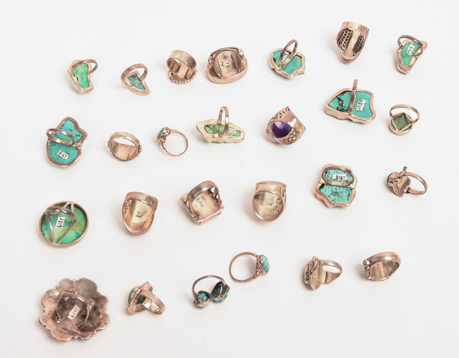 25 Turquoise and Other Sterling Silver Rings. - 2