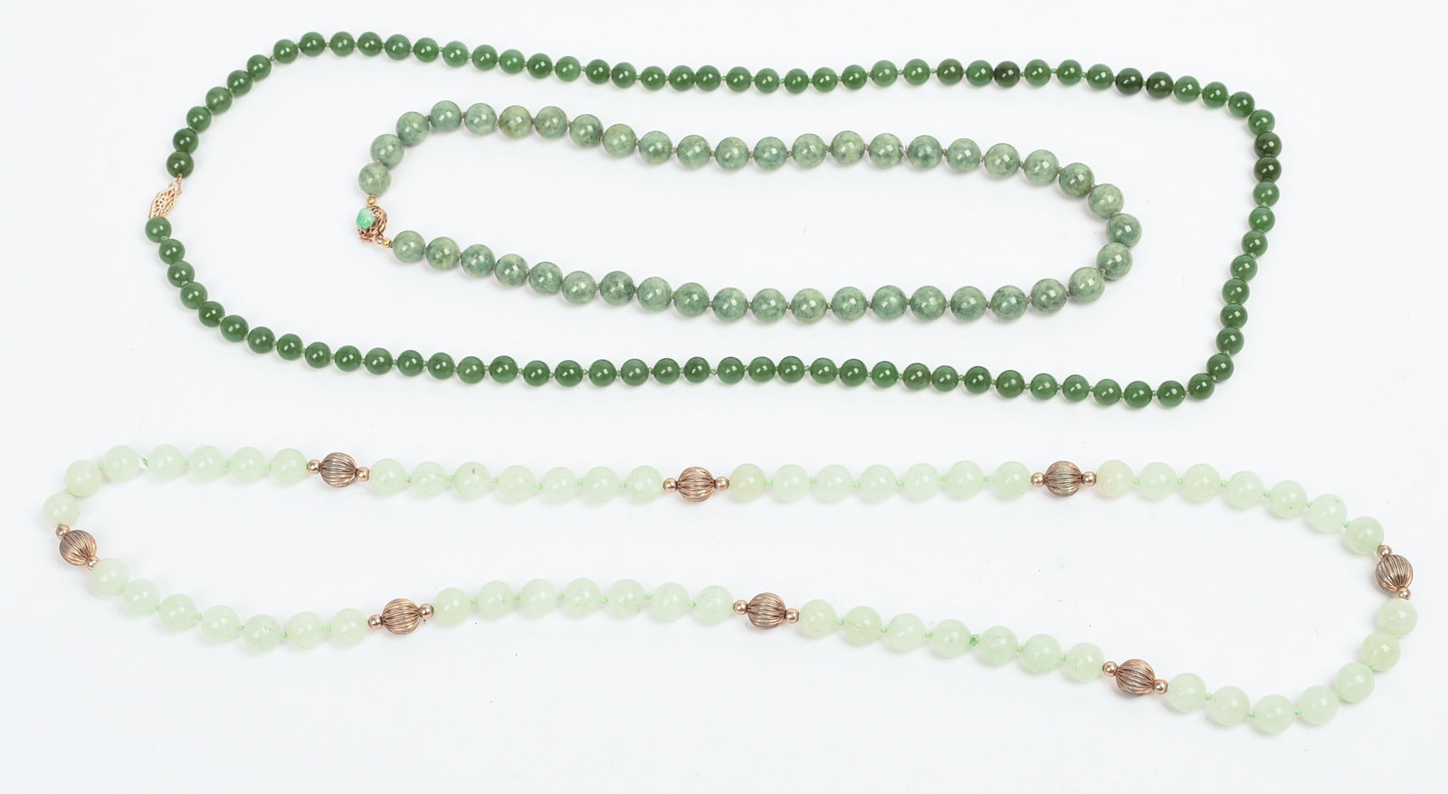 Three Jade Beaded Necklaces. - 2