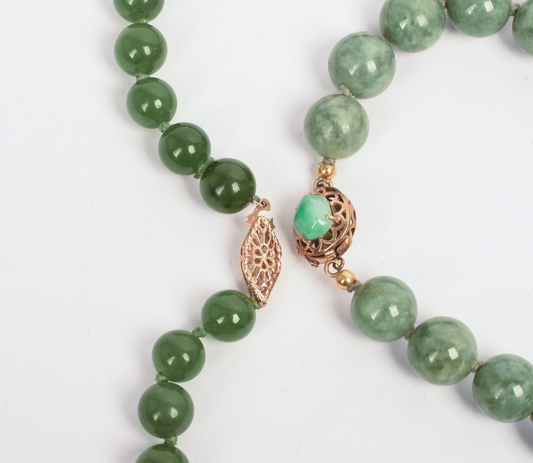 Three Jade Beaded Necklaces. - 3