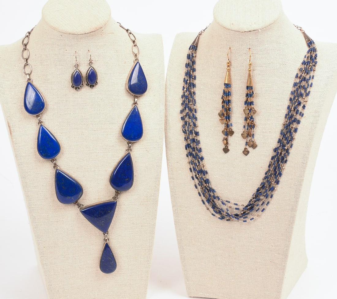 Two Lapis Necklace and Earring Sets. (1 of 6)